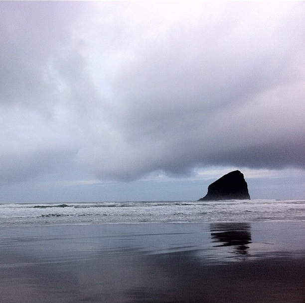the other Haystack Rock in winter