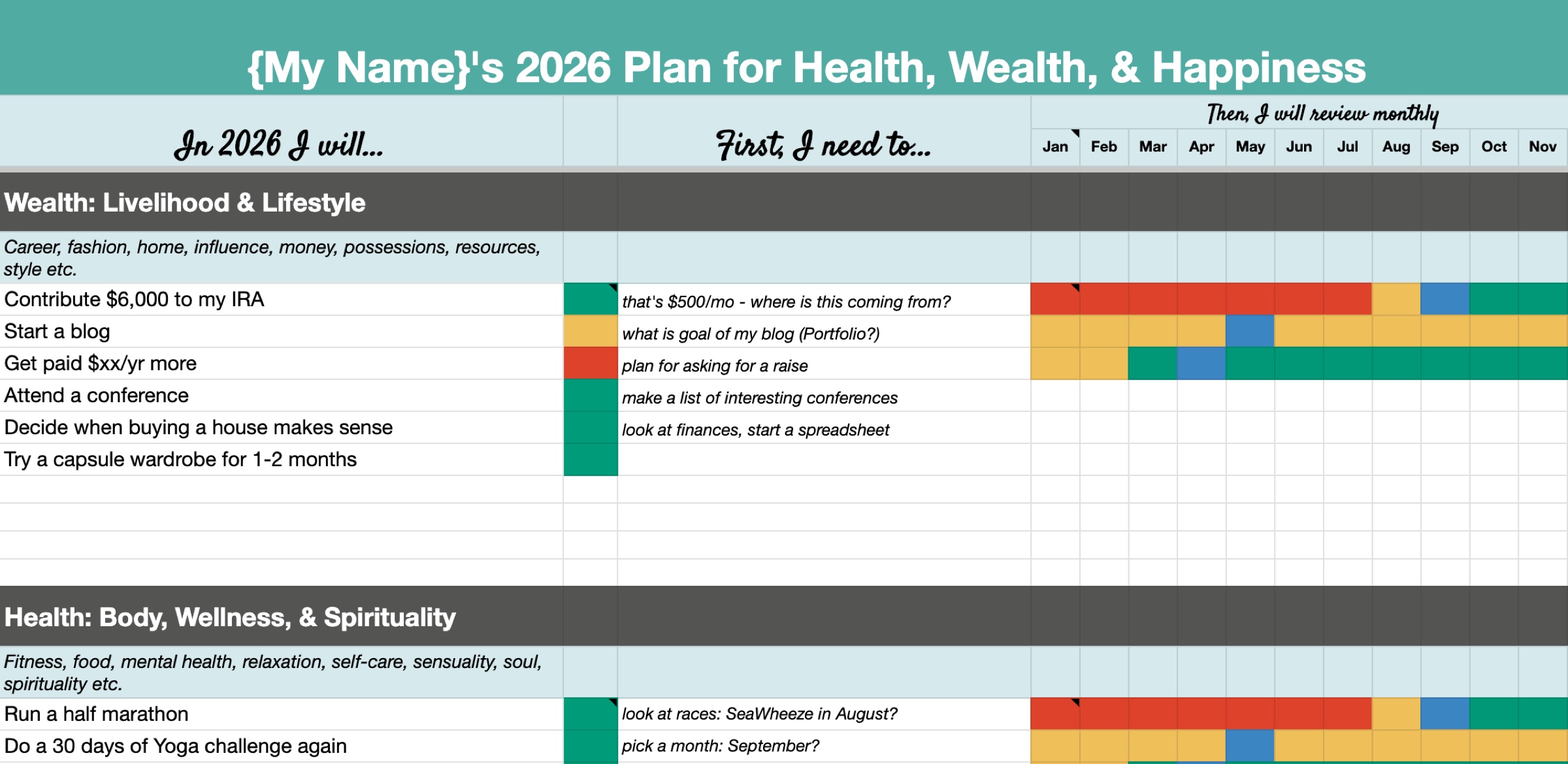 2026 Goal Tracking Spreadsheet Download